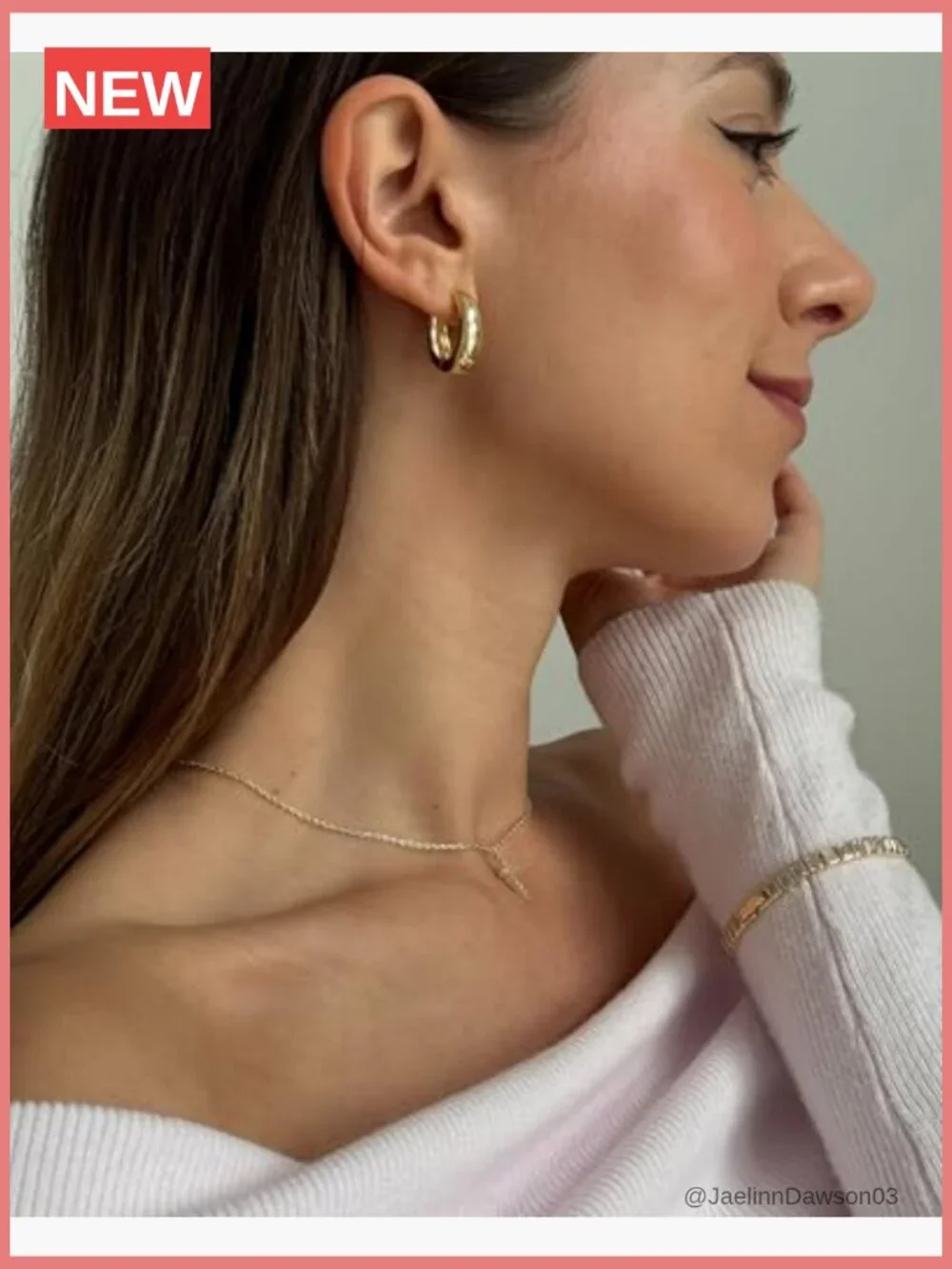 14K Gold Plated Chunky Hoop Earrings - Lightweight, Hypoallergenic